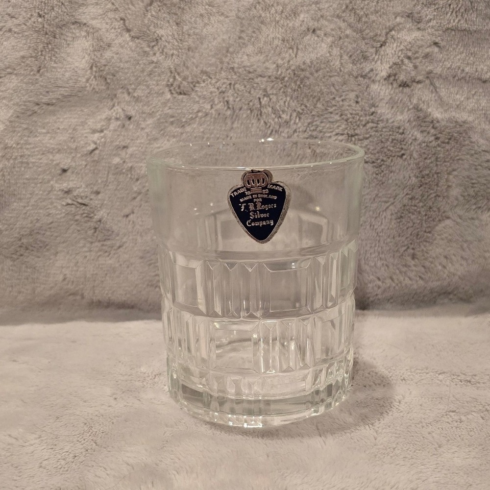Vintage F.B. Rogers Crystal Tumbler Made in England Heavy Pressed Glass 3 5/8"